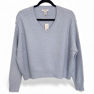 Haute Hippie Style Pale Blue Textured Knit Sweater Oversized XS NWT